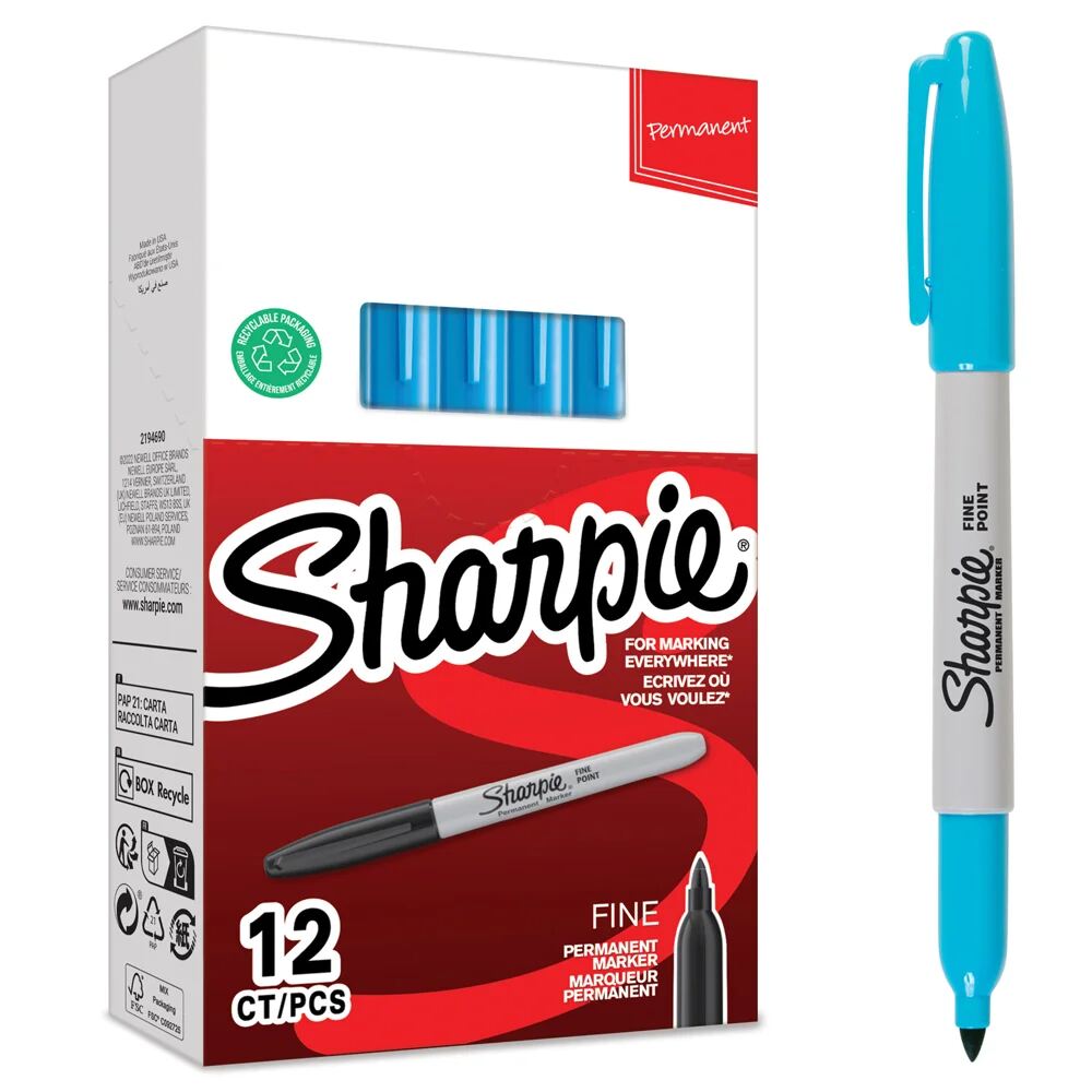Sharpie markeer stift Fein Rundspitze Hellblau 12 stuks