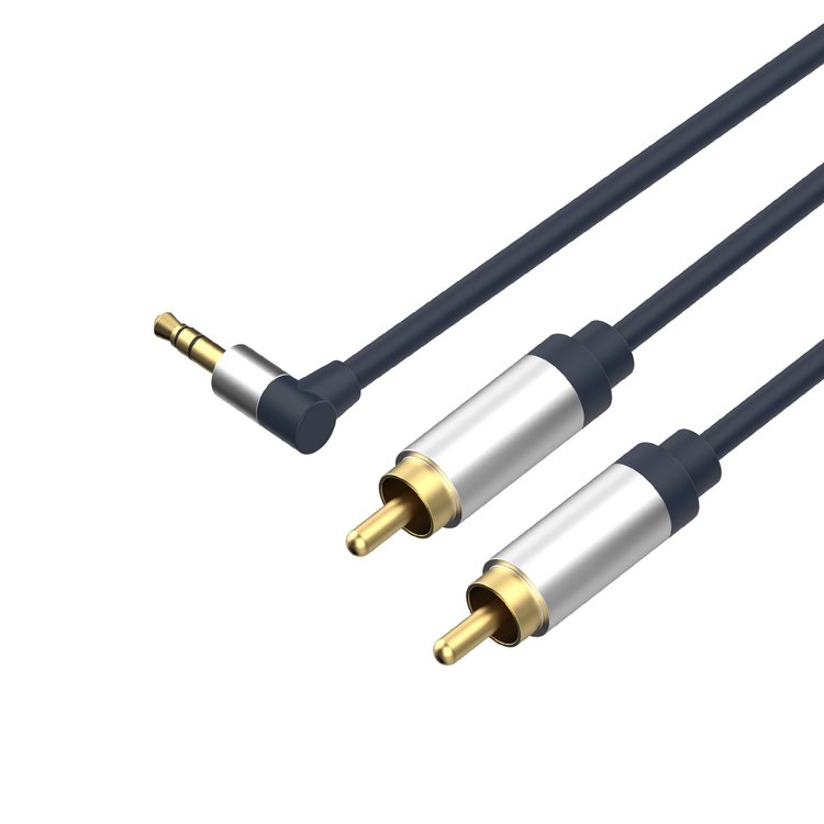 Shiverpeaks Klinkenkabel 3,5mm flex. Winkel auf 2 Cinch 5m
