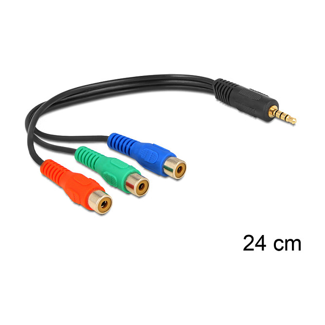 DeLOCK 62499 audio kabel 0,24 m 3.5mm 3 x RCA Zwart