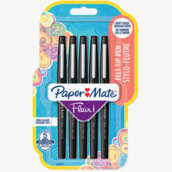 Papermate Flair Original viltstift Medium Zwart 5 stuk(s)