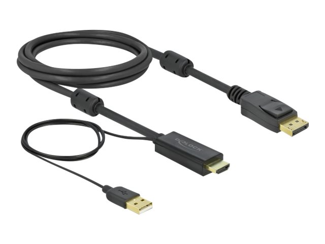 DeLOCK 85964 video kabel adapter 2 m HDMI Type A (Standaard) DisplayPort + USB Type-A Zwart