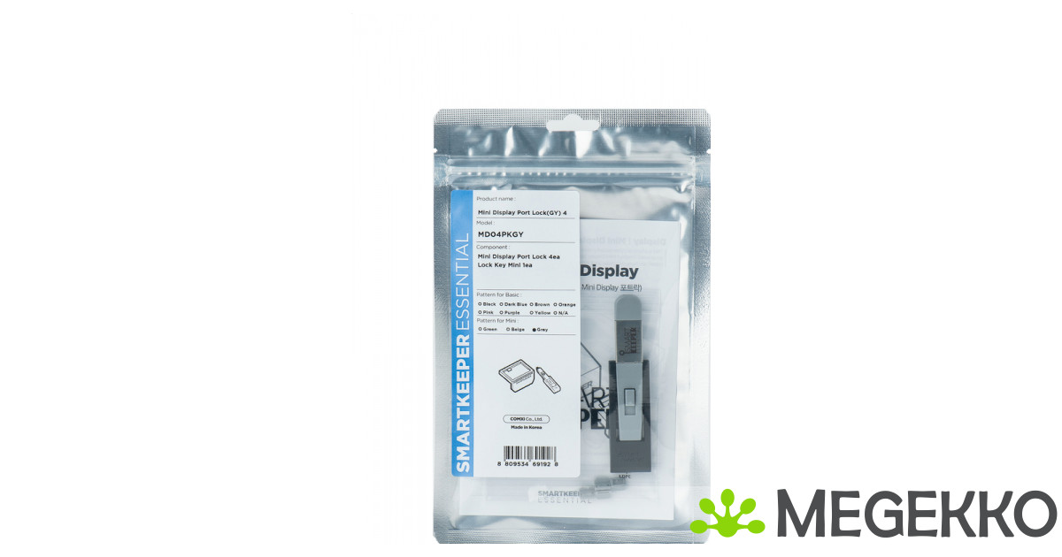 Smartkeeper MD04PKGY poortblokker Poortblokker + sleutel Mini DisplayPort Grijs Kunststof 1 stuk(s)