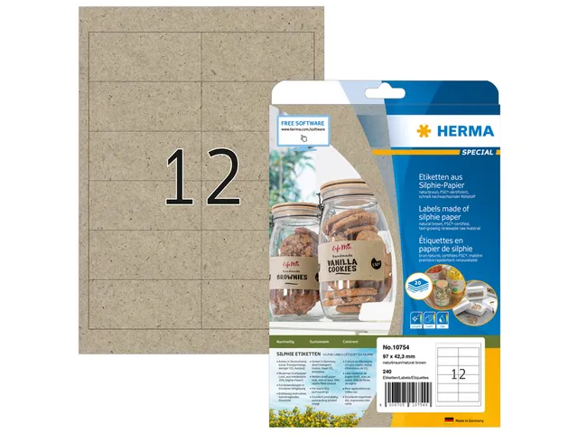 HERMA 10754 etiket Rechthoek Permanent Bruin 240 stuk(s)