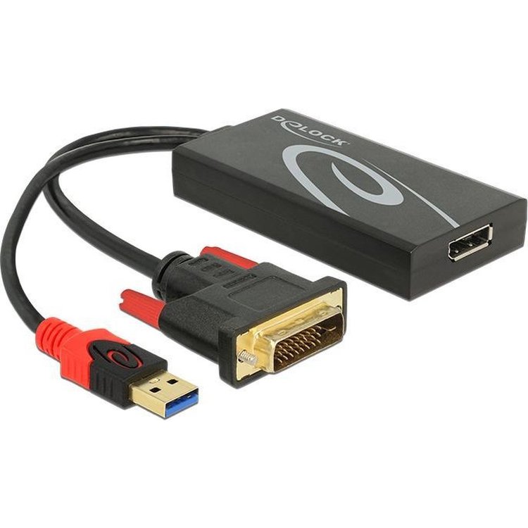 DeLOCK 0.3m, DVI 24+1 + USB-A/Displayport 20p 0,3 m DVI-D + USB HDMI Zwart