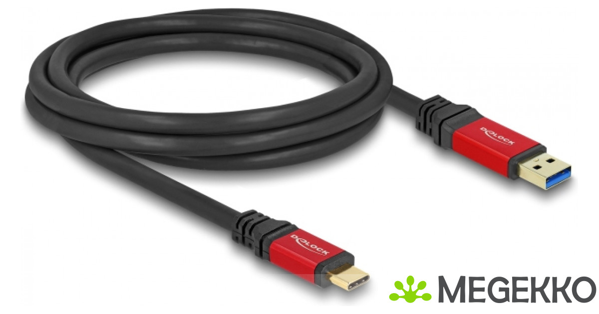 DeLOCK 80618 USB-kabel USB 3.2 Gen 2 (3.1 Gen 2) 2 m USB A USB C Zwart, Rood