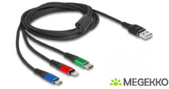DeLOCK 90156 USB-kabel USB 2.0 2 m USB A Micro-USB B/Lightning/Apple 30-pin Zwart, Blauw, Groen, Rood