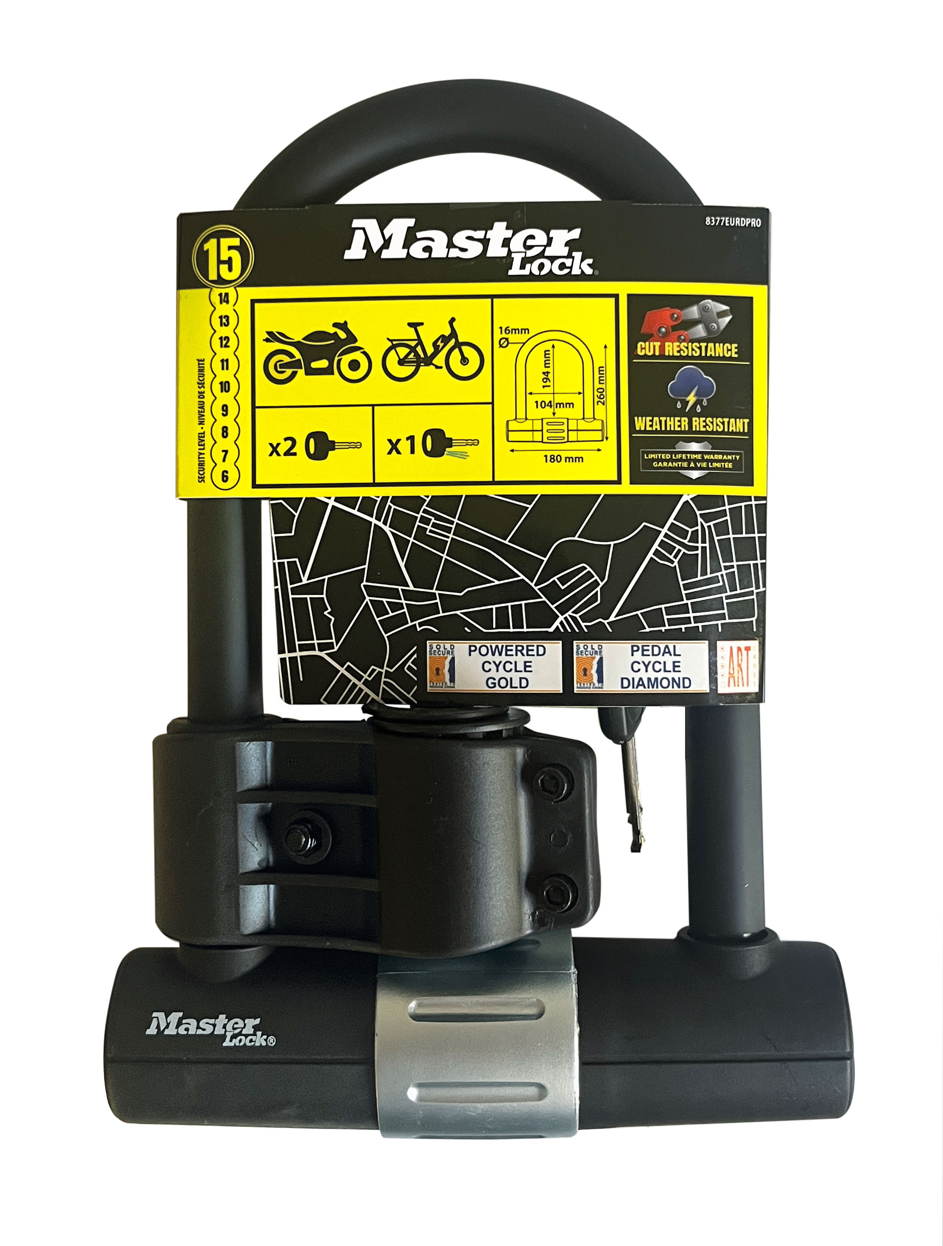 MASTER LOCK Zertifiziertes Fahrrad-Bügelschloss