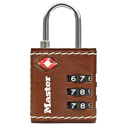 MASTER LOCK TSA Zahlenschloss, Braunes Leder, 5,5x3x2,6cm