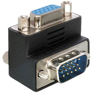DeLOCK Adapter VGA male/female right angled VGA 15pin Zwart
