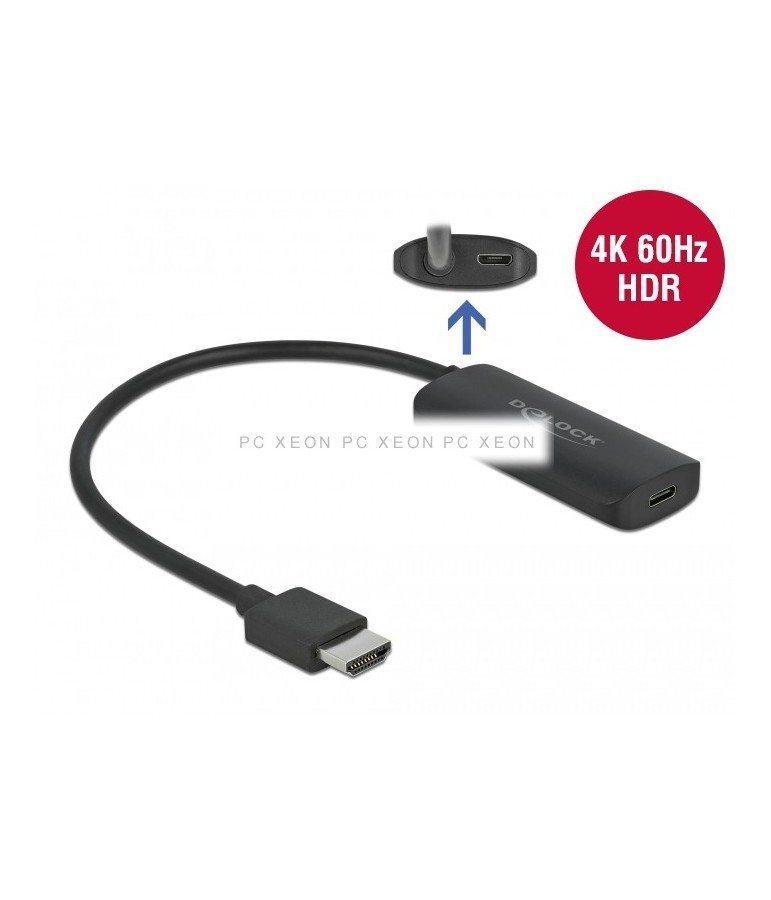 DeLOCK 63251 video kabel adapter HDMI Type A (Standaard) USB Type-C Zwart