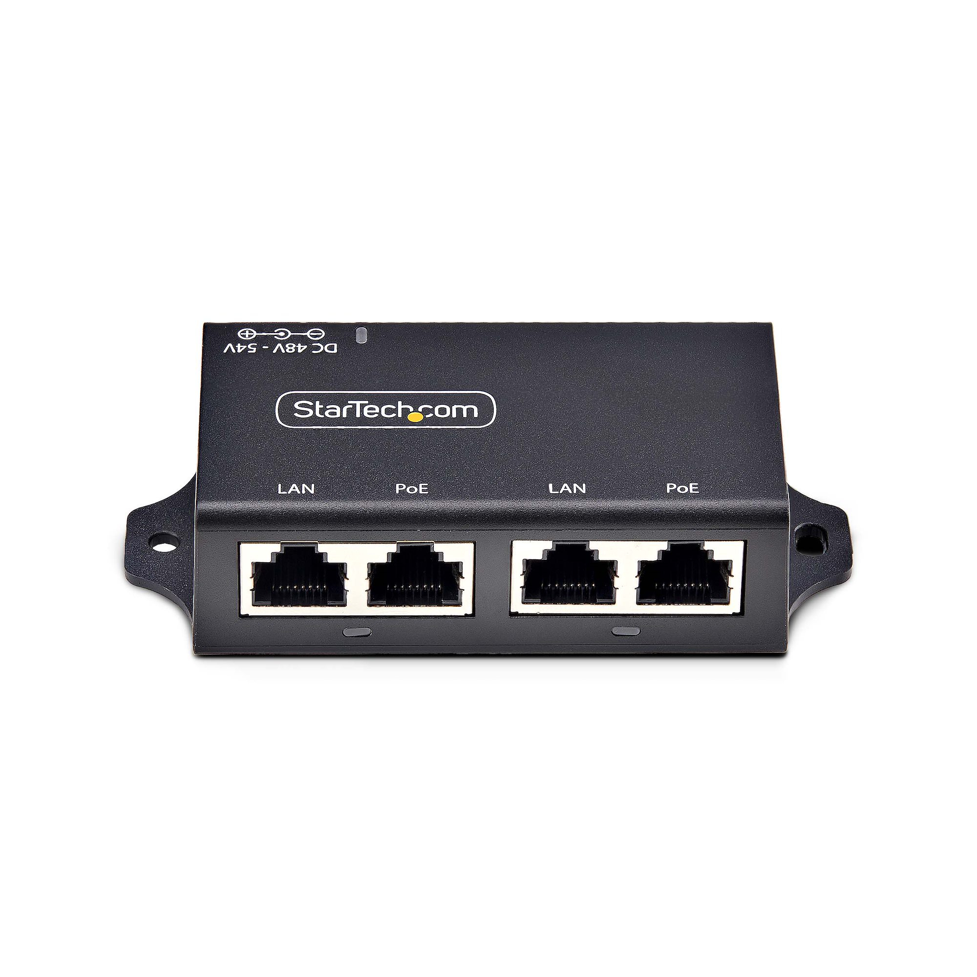 StarTech.com 2-Port Gigabit Midspan PoE+ Injector, 10/100/1000Mbps, PoE+ (802.3af/at), 30W, 1Gbps Ethernet, Wandmonteerbaar, Onbeheerde Inline Power Over Ethernet - Afbeelding 4