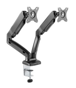 Manhattan Bureaubeugel voor 2 TV’s en monitoren (Volledig Verstelbaar met veer), voor schermen 10"–27", met tafelklem of bladdoorvoer, VESA-compatibiliteit: 75x75 en 100x100 mm (controleer de afmetingen van de vier montagegaten aan de achterzijde) - Afbeelding 3