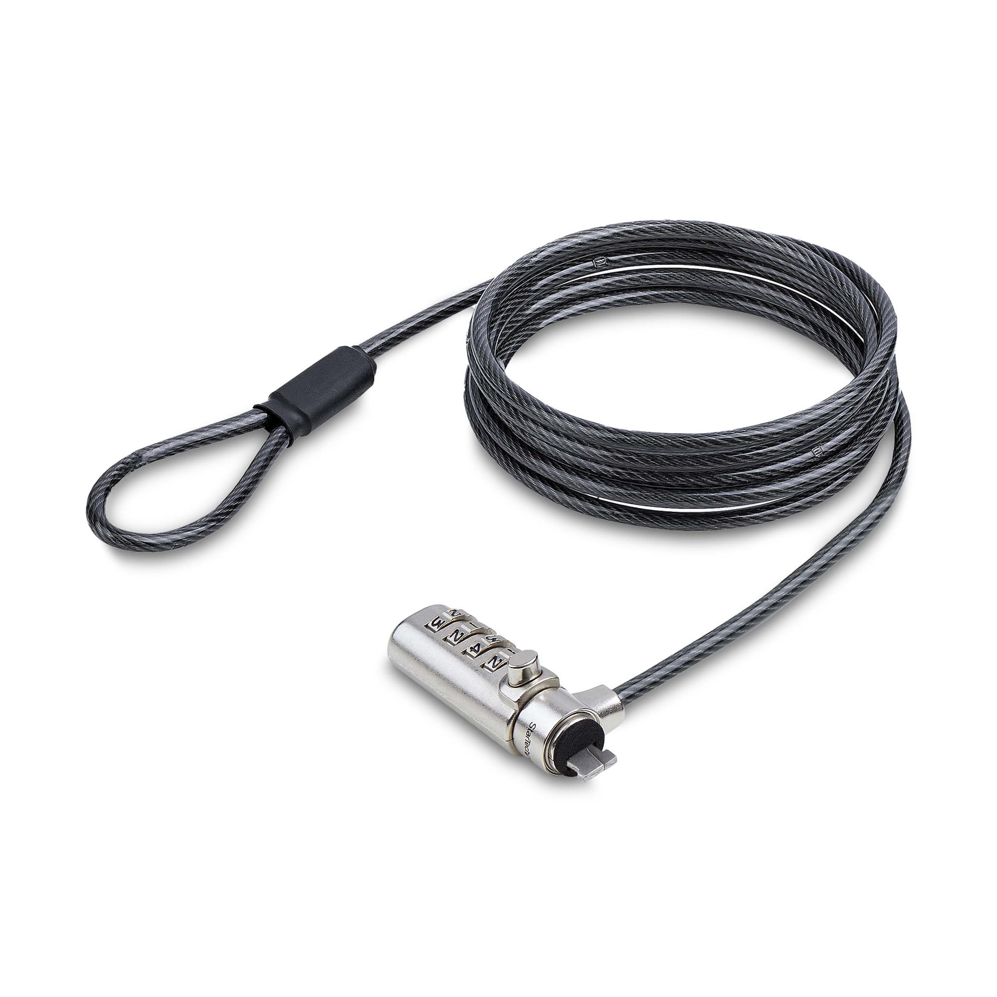 StarTech.com Nano Compatibel Laptop Kabelslot, 1,5m Slim Lock Laptop Beveiligingskabel, Anti-Diefstal Slot voor Laptop/Notebook Computer, Snijbestendige Kabel, 4-Cijferslot - Afbeelding 2