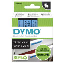 DYMO originele D1 labels | Zwarte Tekst op Blauw Label | 19 mm x 7 m | zelfklevende etiketten voor de LabelManager labelprinter | gemaakt in Europa - Afbeelding 3