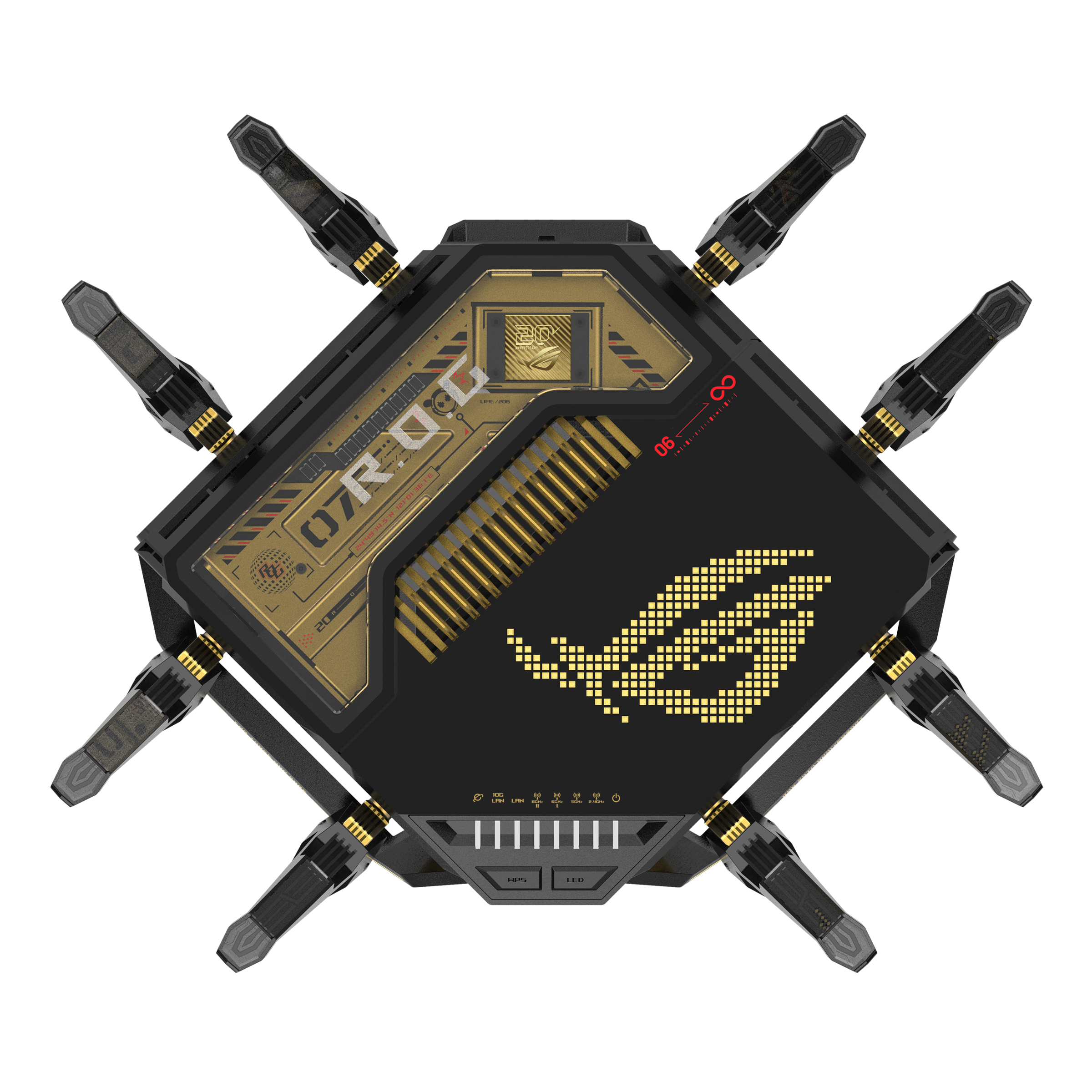 ASUS ROG Rapture GT-BE98 draadloze router 10 Gigabit Ethernet Quad-band (2.4 GHz / 5 GHz-1 / 5 GHz-2 / 6 GHz) Zwart - Afbeelding 4