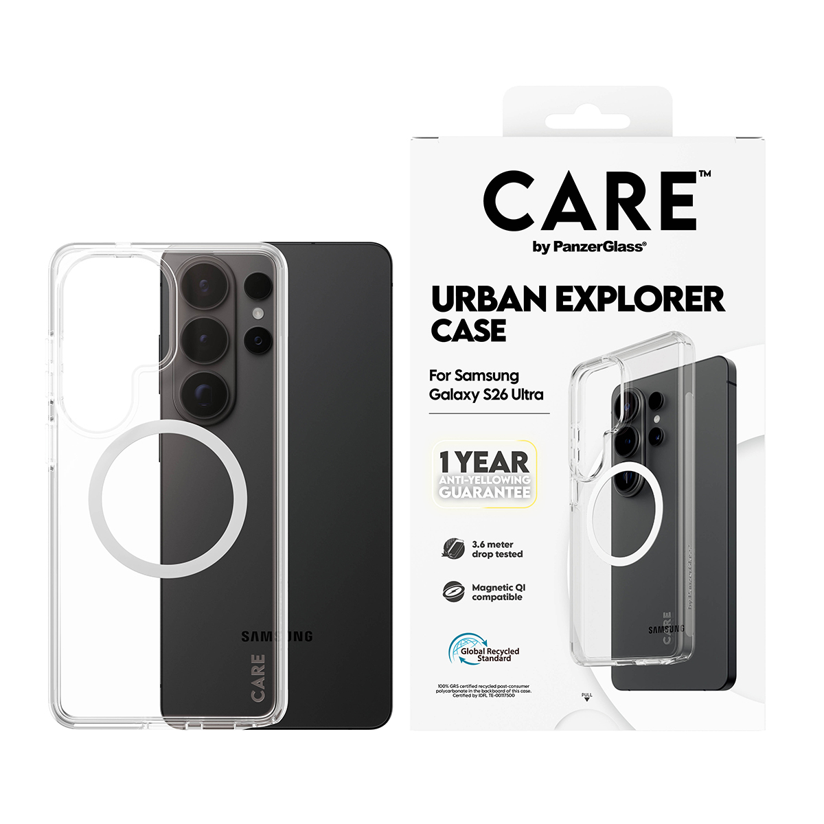 PanzerGlass CARE™ by ® Urban Explorer Case Transparent w. White Qi Samsung Galaxy S26 Ultra mobiele telefoon behuizingen Hoes Transparant - Afbeelding 3