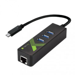 Techly IDATA USB-ETGIGA-3C2 laptop dock & poortreplicator USB 3.2 Gen 1 (3.1 Gen 1) Type-C Zwart