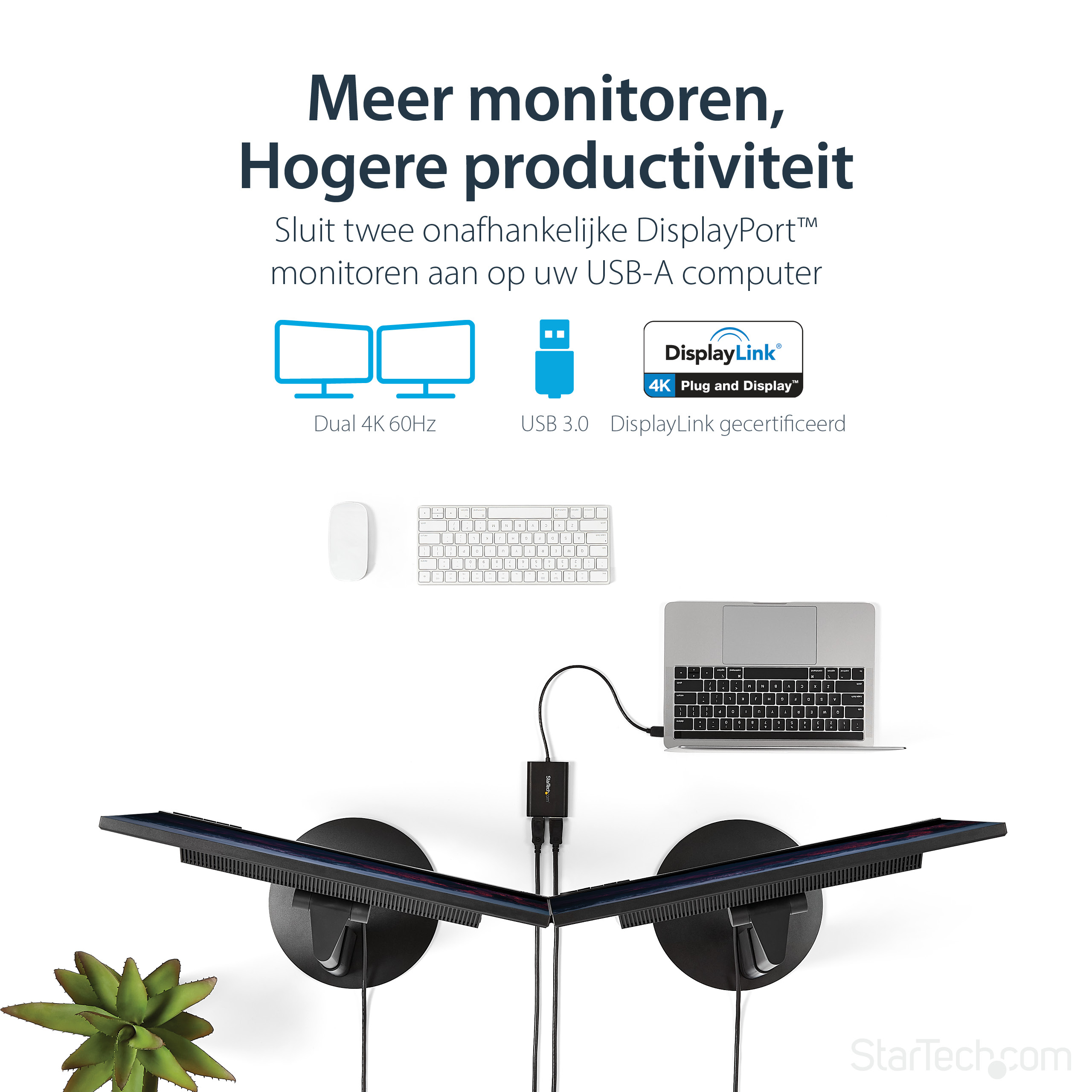 StarTech.com USB-naar-Dual DisplayPort-adapter - 4K 60Hz - USB 3.0 (5 Gbps) - Afbeelding 9