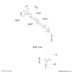 Neomounts FPMA-D935POLE70 Monitorarm 10-30" - Afbeelding 4