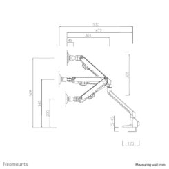 Neomounts FPMA-D750DWHITE2 Monitorarm 10-32" - gasveer - Topfix - 180°-stop - Afbeelding 8
