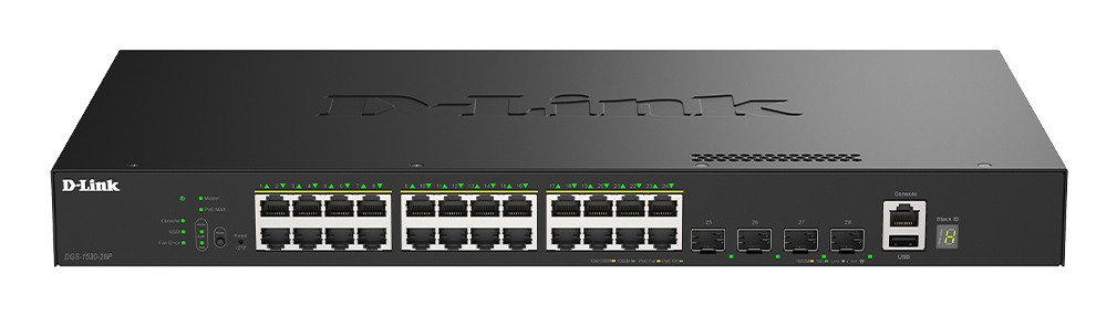 D-Link DGS-1530-28P/E netwerk-switch Managed L2 Gigabit Ethernet (10/100/1000) Power over Ethernet (PoE) Zwart