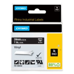 DYMO Rhino industriële Vinyl Labels | 24 mm x 5,5 m | witte afdruk op zwart | zelfklevende labels voor Rhino & LabelManager labelprinters - Afbeelding 2