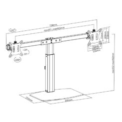 ACT Monitorarm 27" office, op voet met gasveer, crossbar, 2 schermen - Afbeelding 5
