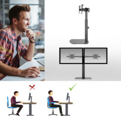 ACT Monitorarm 27" office, op voet met gasveer, crossbar, 2 schermen - Afbeelding 7