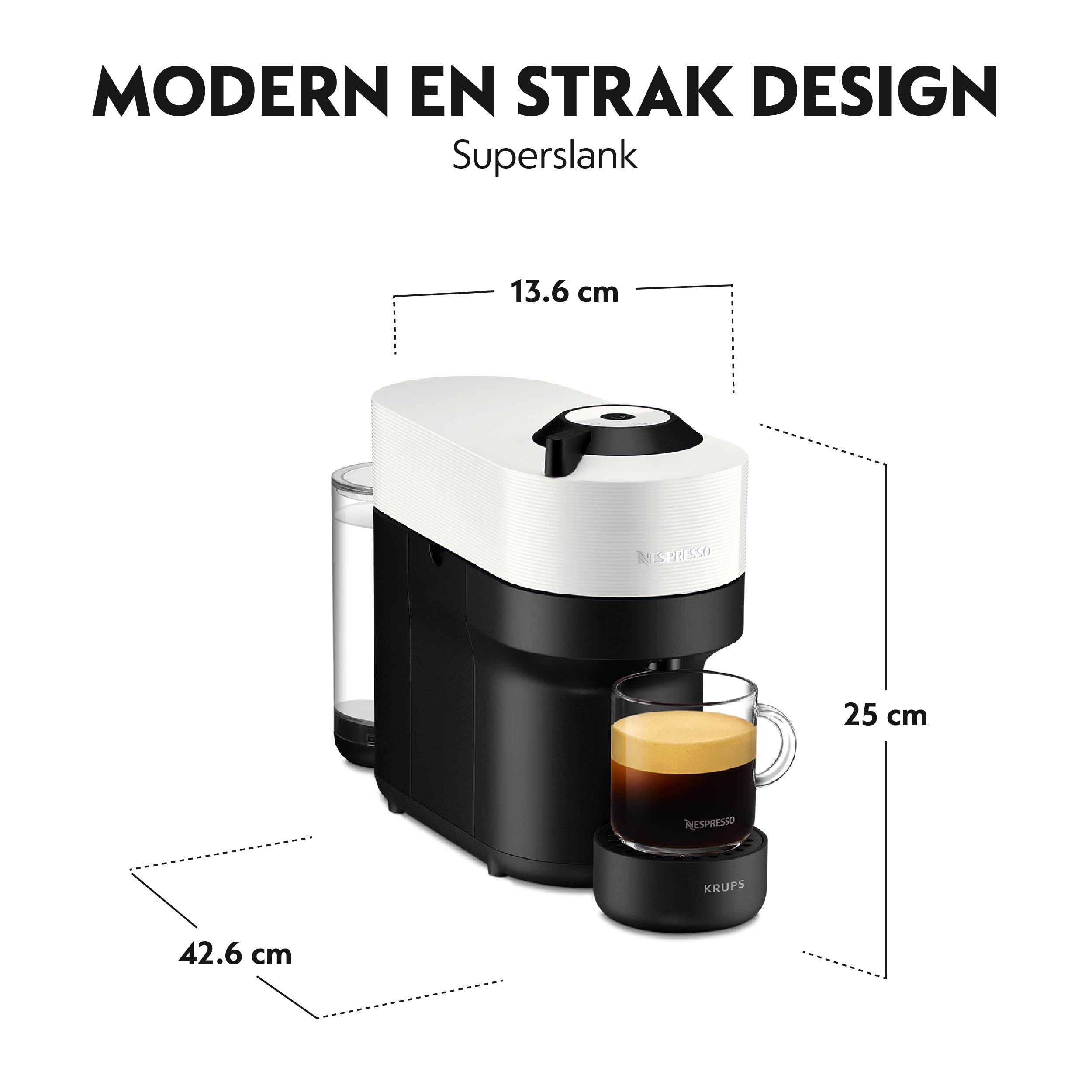 Krups Vertuo Pop Coconut White met Aeroccino XN9211 koffiecupmachine - Afbeelding 4