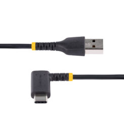 StarTech.com 2m USB-A naar USB-C Laadkabel, Robuuste Haakse Fast Charge & Sync Kabel, 3A, USB 2.0, TPE Mantel en Aramidevezels - Zwarte USB Oplaadkabel - Afbeelding 5