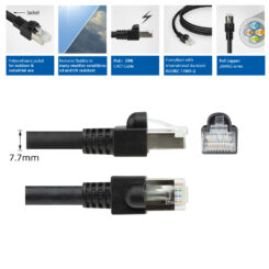 ACT Zwart 20 meter S/FTP CAT7 PUR flex patchkabel snagless met RJ45 connectoren (CAT6A compliant) - Afbeelding 7