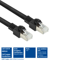 ACT Zwart 20 meter S/FTP CAT7 PUR flex patchkabel snagless met RJ45 connectoren (CAT6A compliant) - Afbeelding 5