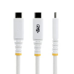 StarTech.com 1m USB-C Oplaadkabel, Duurzaam en Ultra-flexibel, 240W(5A) PD EPR, USB 2.0 Laptop Laadkabel, USB-IF Gecertificeerd, Robuuste USB-C Oplaadkabel - Wit - Afbeelding 3