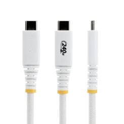 StarTech.com 2m USB-C Oplaadkabel, Duurzaam en Ultra-flexibel, 240W(5A) PD EPR, USB 2.0 Laptop Laadkabel, USB-IF Gecertificeerd, Robuuste USB-C Oplaadkabel - Wit - Afbeelding 3
