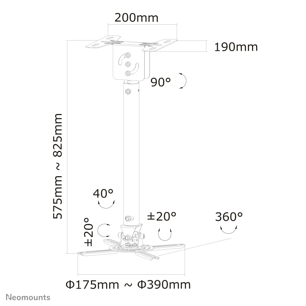 Neomounts projector plafondsteun - Afbeelding 8