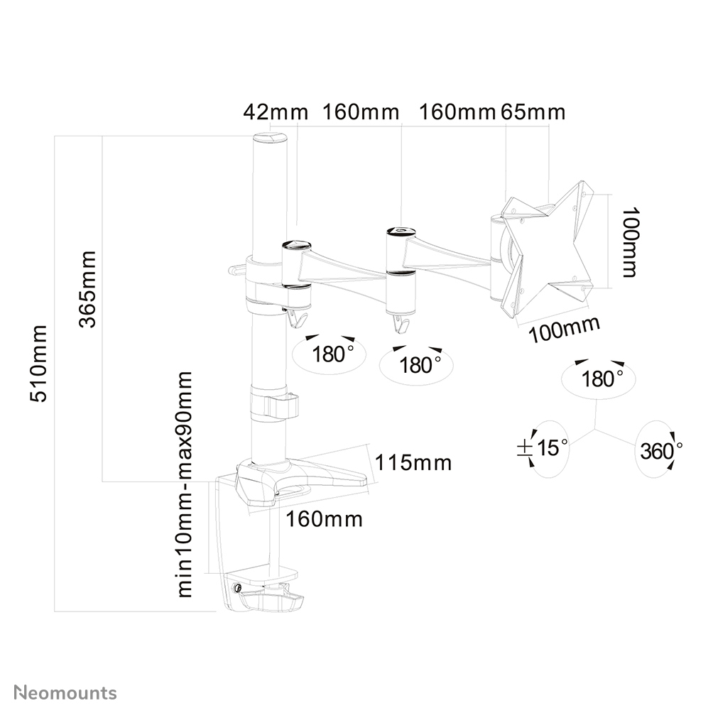 Neomounts FPMA-D1330SILVER Monitorarm 10-30" - Afbeelding 4