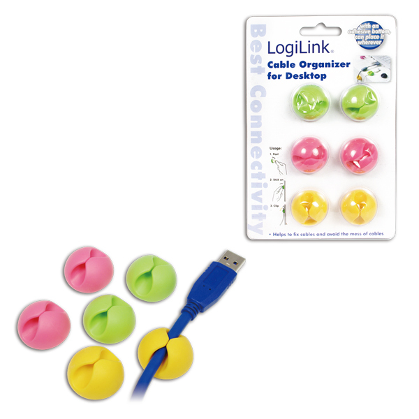 LogiLink KAB0010 kabelklem Groen, Roze, Geel - Afbeelding 3