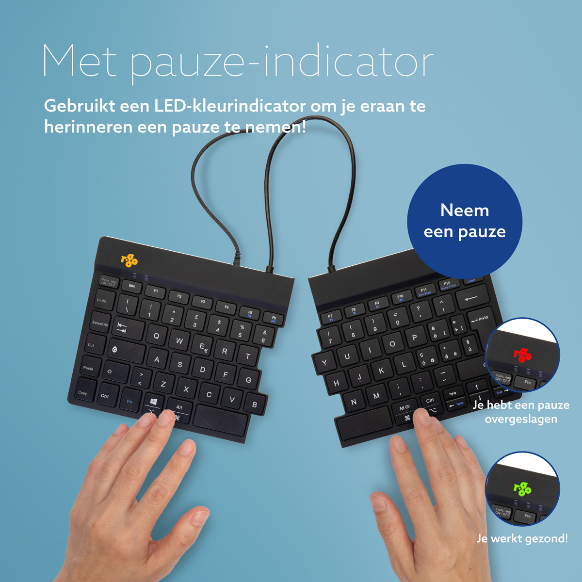 R-Go Tools Ergonomisch toetsenbord R-Go Split Break v2 met pauzesoftware, gesplitst toetsenbord, QWERTY (IT), bedraad, zwart - Afbeelding 11