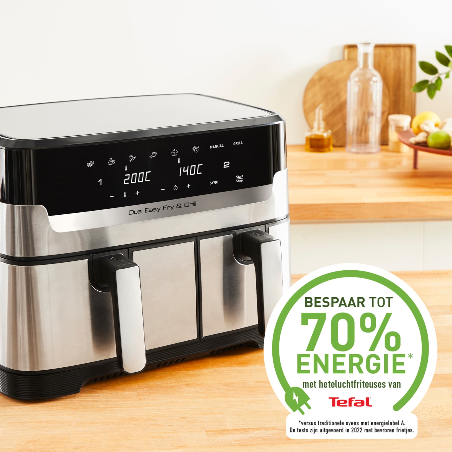Tefal Dual Easy Fry & Grill Easy Fry & Grill Dual EY905D air fryer met dubbele lades - 8 programma's - 5,2 L + 3,1 L - Afbeelding 4