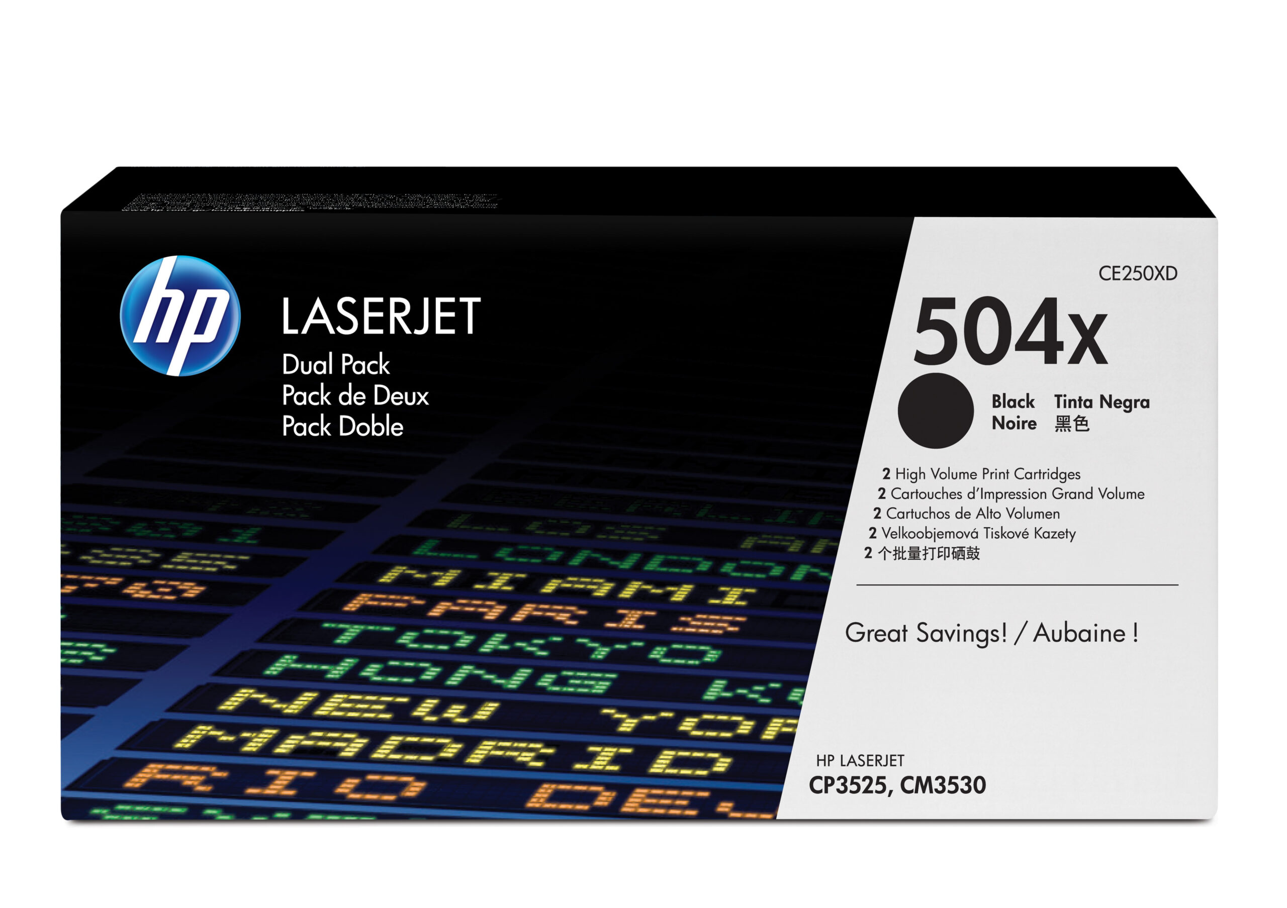 HP 504X originele high-capacity zwarte LaserJet tonercartridge, 2-pack - Afbeelding 2