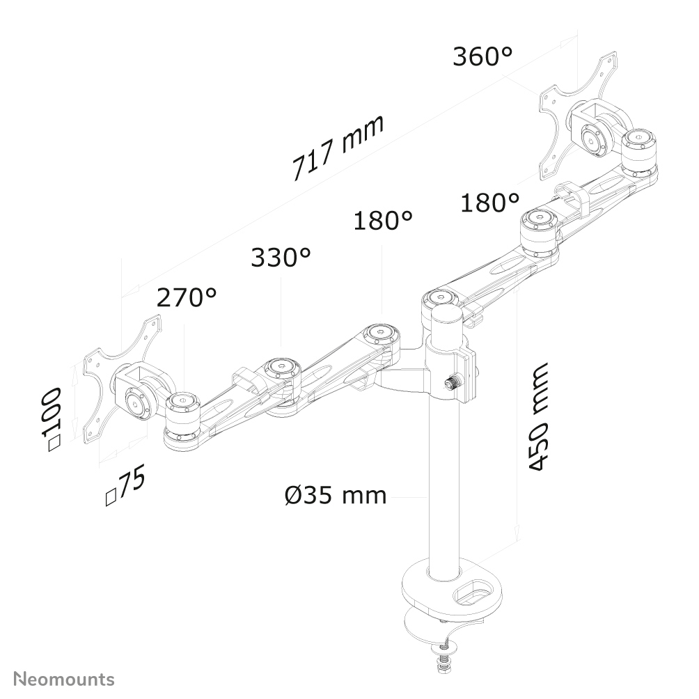 Neomounts FPMA-D935DG Monitorarm 10-27" - Afbeelding 7