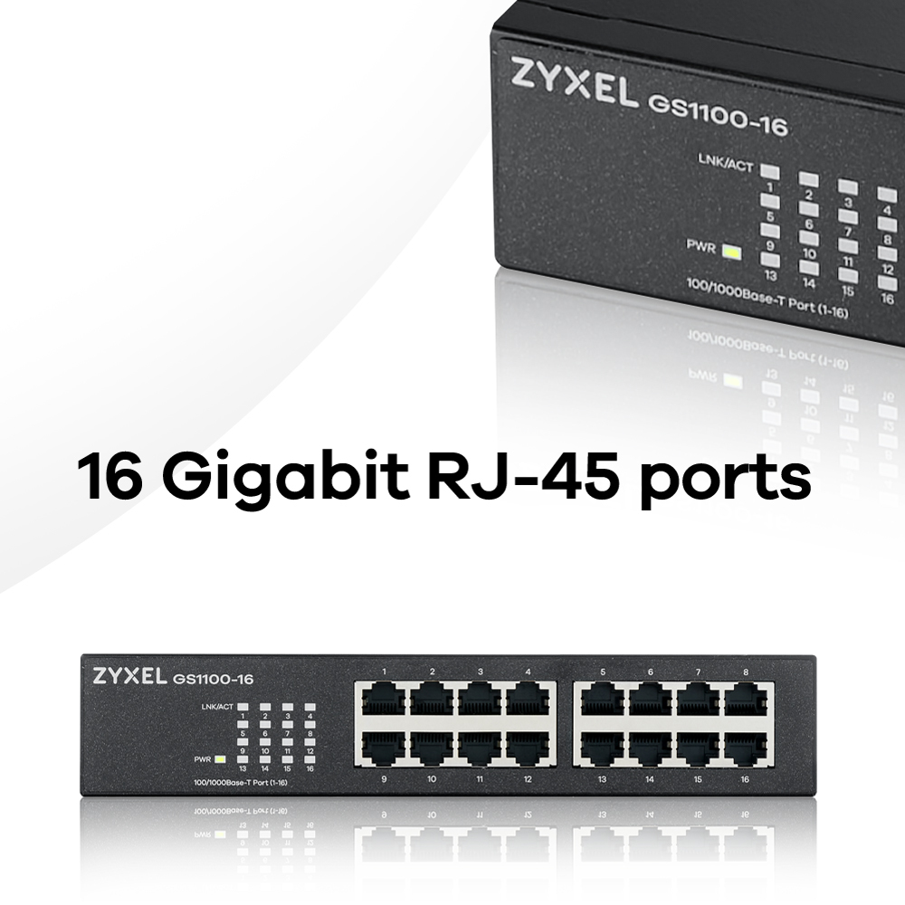 Zyxel GS1100-16 Unmanaged Gigabit Ethernet (10/100/1000) Zwart - Afbeelding 8