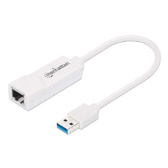 Manhattan USB-A Gigabit netwerkadapter, 10/100/1000 Mbps, 5 Gbit/s (USB 3.2 Gen 1 / USB 3.0), Ethernet, RJ45, wit, 3 jaar garantie, equivalent aan USB31000SW - Afbeelding 2