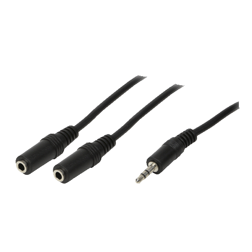 LogiLink 1x3.5mm - 2x3.5mm, 0.2m audio kabel 0,2 m 3.5mm Zwart - Afbeelding 2