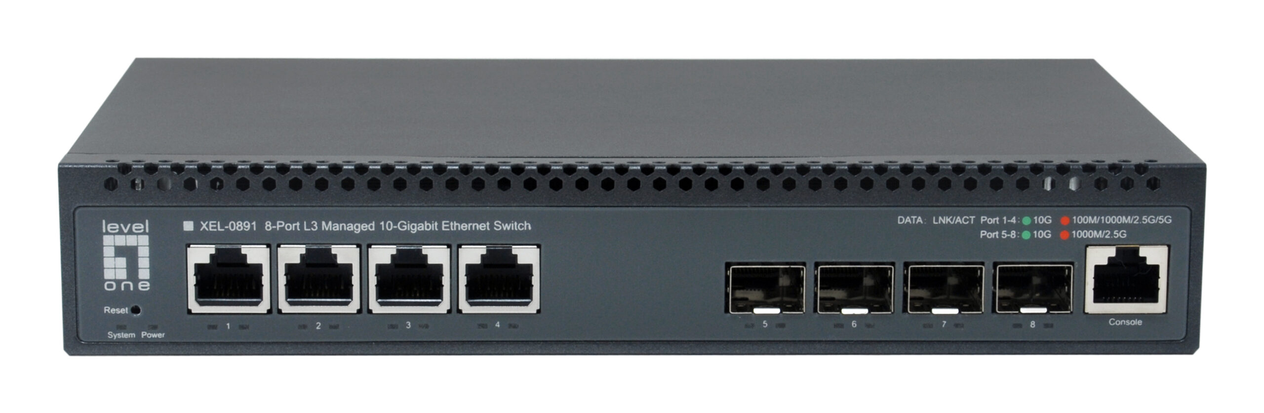 LevelOne XEL-0891 Managed L3 10G Ethernet (100/1000/10000) Desktop Grijs - Afbeelding 3