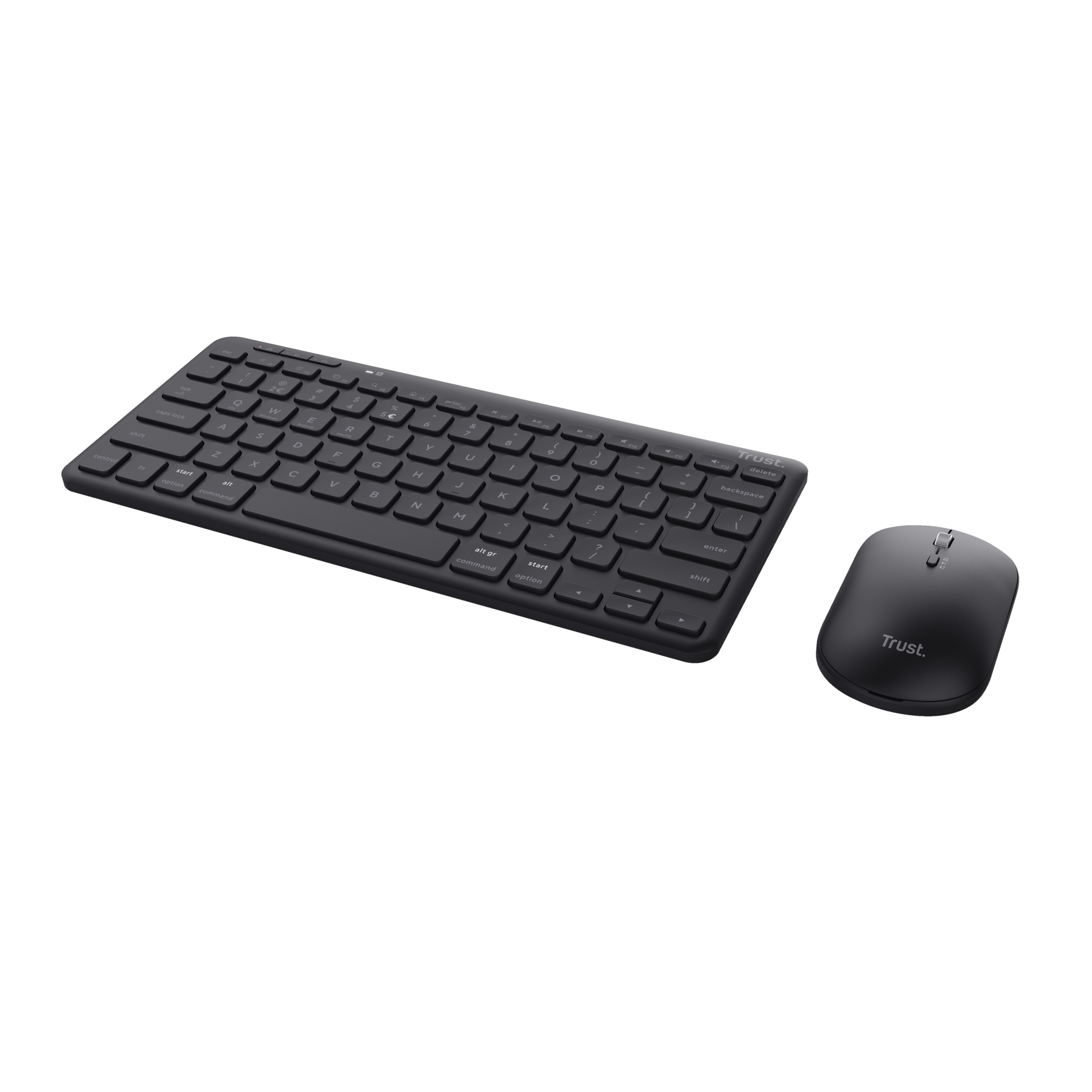Trust Lyra Toetsenbord- en Muisset - Multi-device toetsenbord en muis – Draadloos en Bluetooth – Oplaadbaar – Zwart - Afbeelding 3