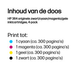 HP 364 originele zwart/cyaan/magenta/gele inktcartridges, 4-pack - Afbeelding 4