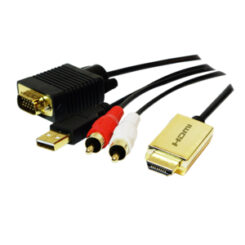 LogiLink CV0052A video kabel adapter 2 m HDMI VGA (D-Sub) + RCA Zwart - Afbeelding 2