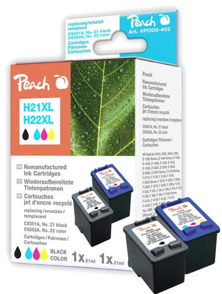 Peach 316356 inktcartridge 2 stuk(s) Zwart, Cyaan, Magenta, Geel