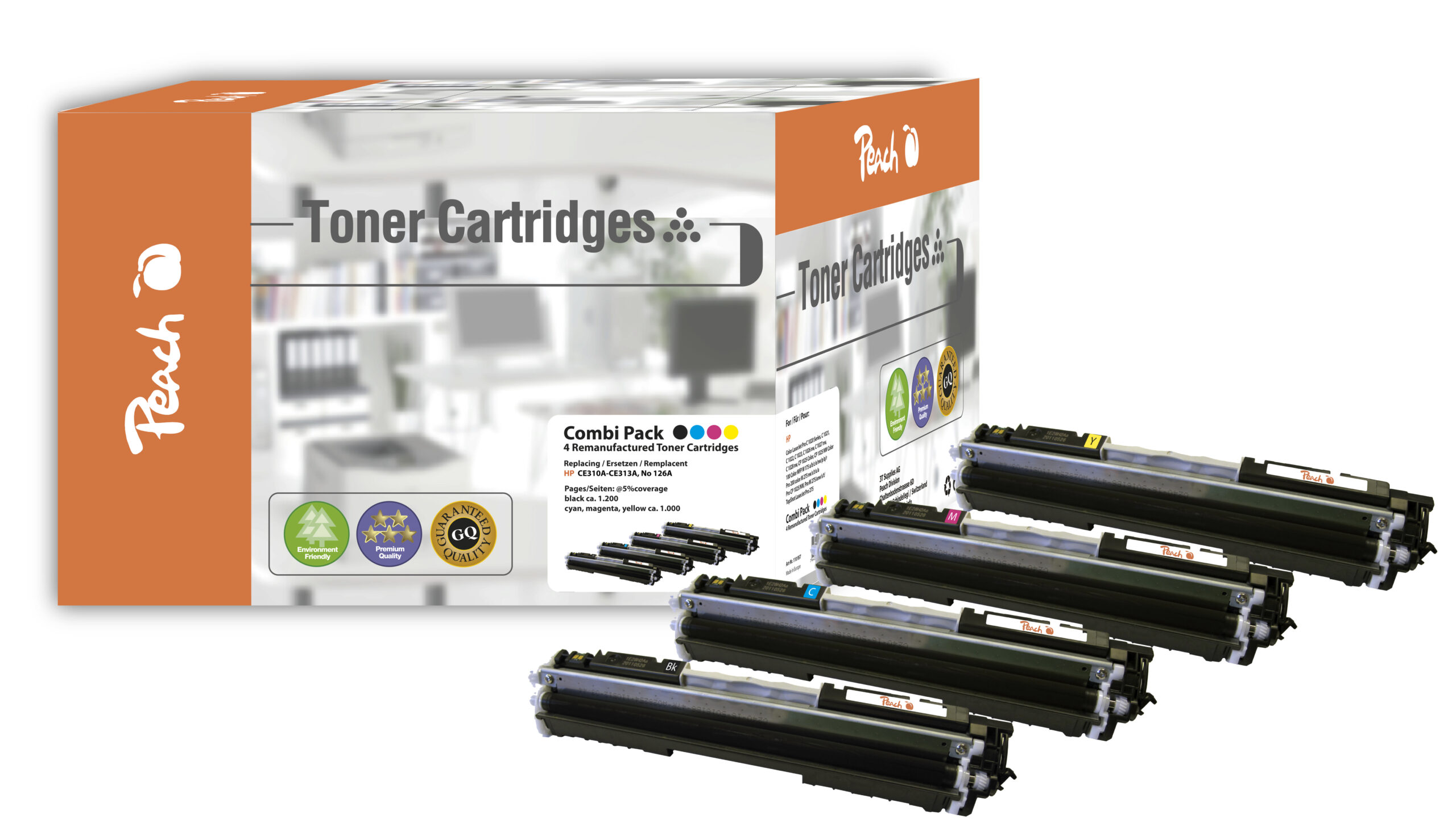 Peach 110957 tonercartridge 4 stuk(s) Zwart, Cyaan, Magenta, Geel - Afbeelding 2